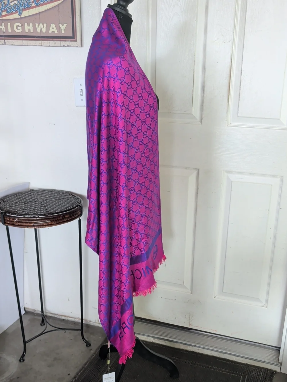 Michael Kors Women's Reversible Shawl Monogram OS NWT